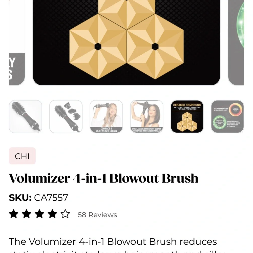 $125. CHI Black Volumizer 4-in-1 Blowout Brush top of the line. New never used! - Picture 9 of 16
